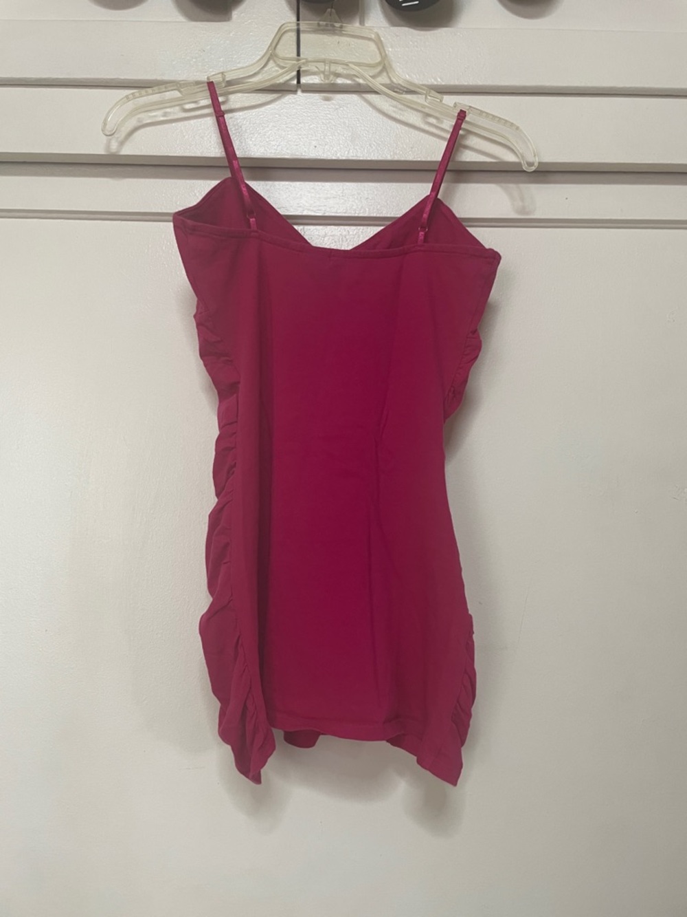 Fuchsia Ruched Spaghetti Strap Tank Top - Picture 5 of 5